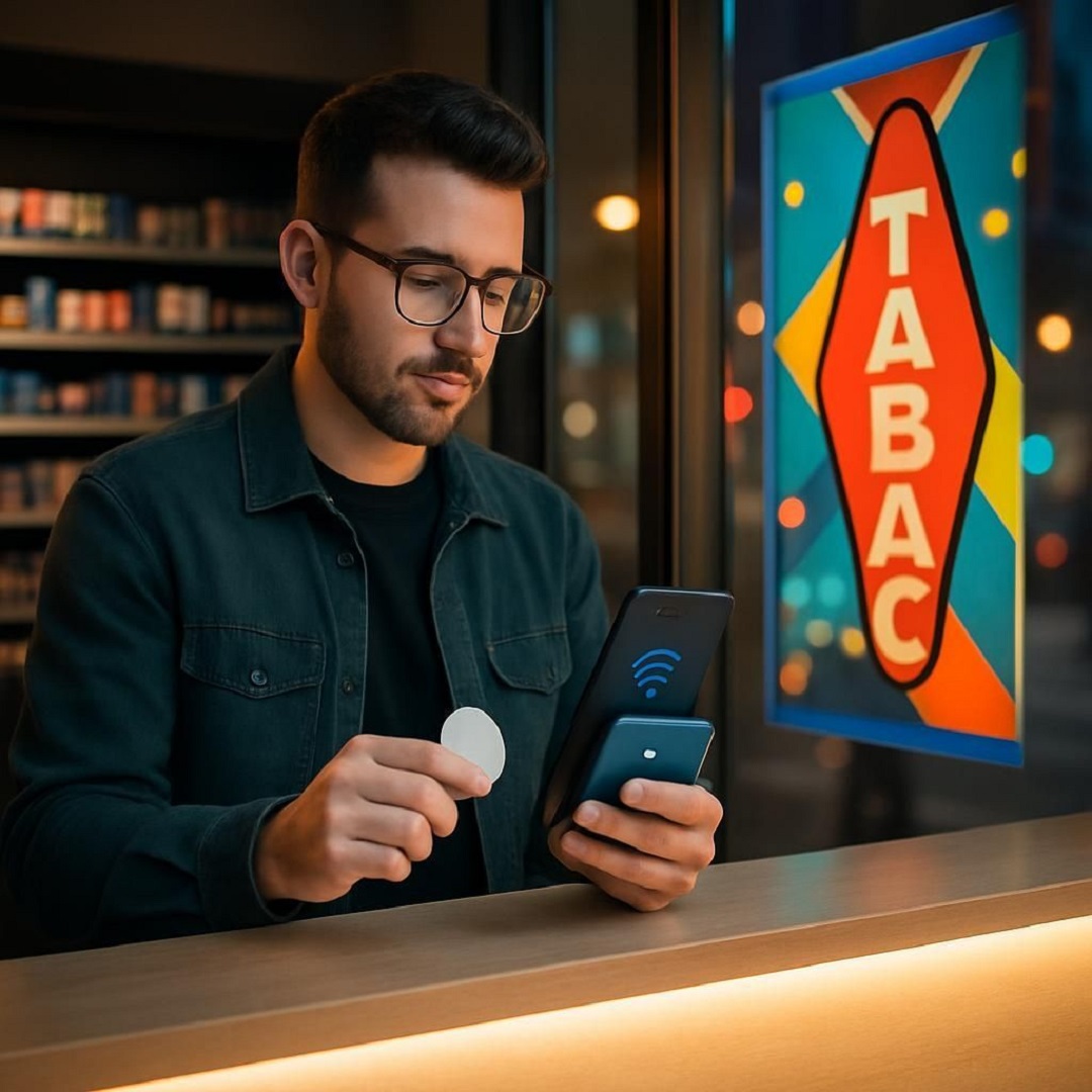 Buraliste réalisant une copie de badge NFC en bureau de tabac